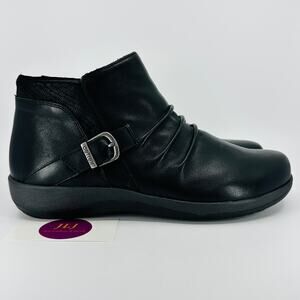 Aetrex Women's Luna Black Leather Comfort Ankle Boots Size 42 EU/ 10.5-11 US